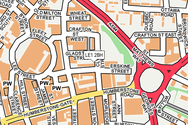 LE1 2BH map - OS OpenMap – Local (Ordnance Survey)