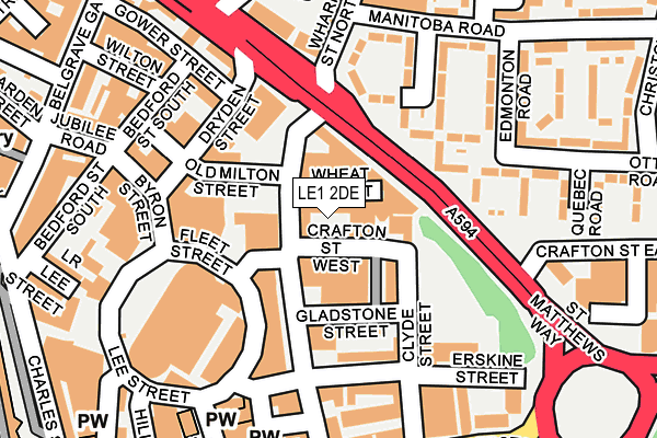 LE1 2DE map - OS OpenMap – Local (Ordnance Survey)