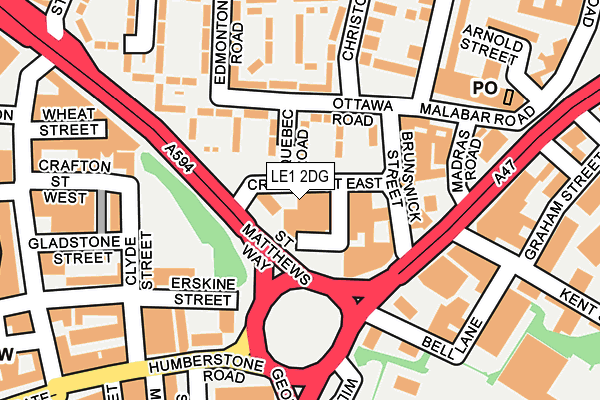 LE1 2DG map - OS OpenMap – Local (Ordnance Survey)