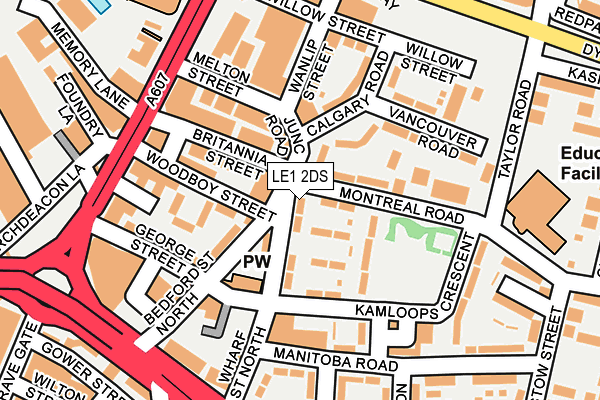 LE1 2DS map - OS OpenMap – Local (Ordnance Survey)