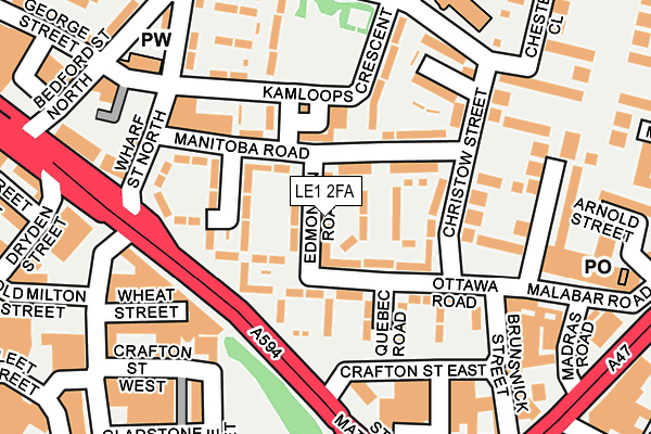 LE1 2FA map - OS OpenMap – Local (Ordnance Survey)