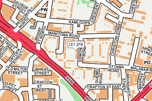 LE1 2FB map - OS OpenMap – Local (Ordnance Survey)
