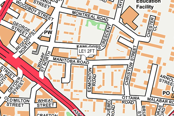 LE1 2FT map - OS OpenMap – Local (Ordnance Survey)