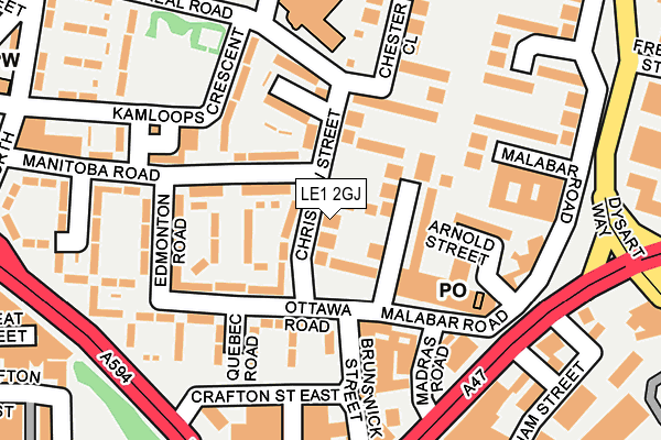 LE1 2GJ map - OS OpenMap – Local (Ordnance Survey)