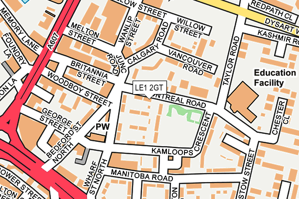 LE1 2GT map - OS OpenMap – Local (Ordnance Survey)