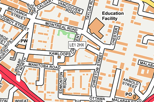 LE1 2HX map - OS OpenMap – Local (Ordnance Survey)