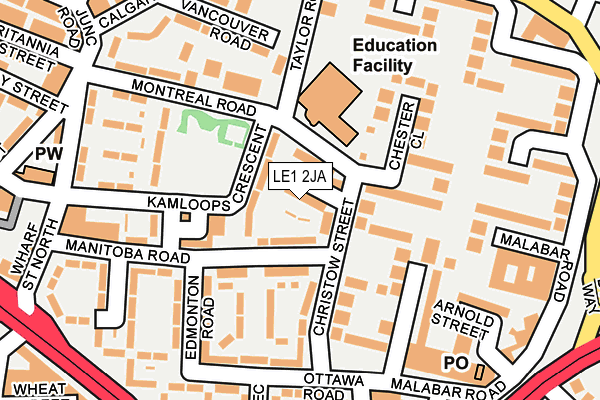 LE1 2JA map - OS OpenMap – Local (Ordnance Survey)