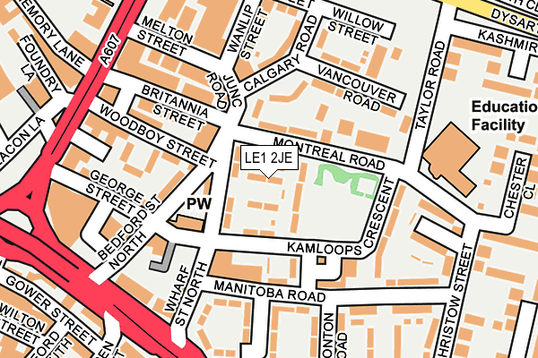 LE1 2JE map - OS OpenMap – Local (Ordnance Survey)