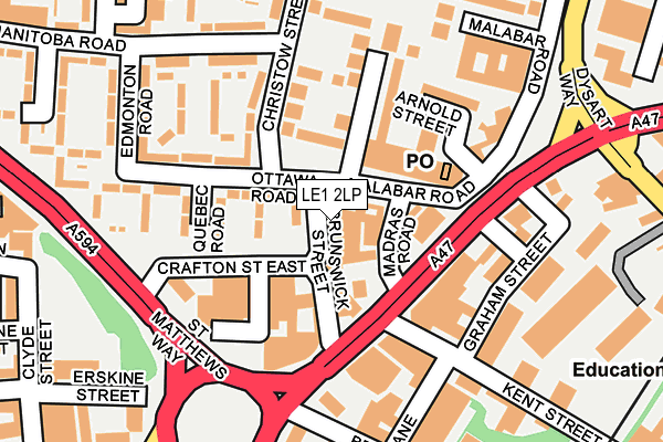 LE1 2LP map - OS OpenMap – Local (Ordnance Survey)