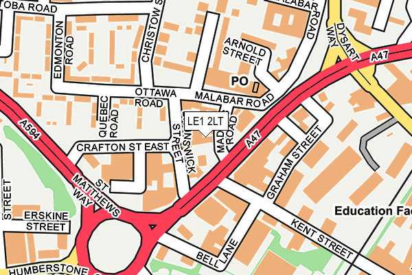 LE1 2LT map - OS OpenMap – Local (Ordnance Survey)