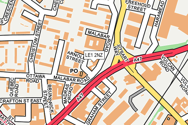 LE1 2NZ map - OS OpenMap – Local (Ordnance Survey)
