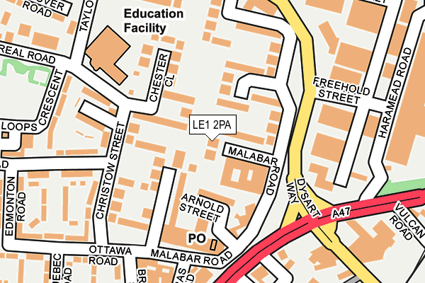 LE1 2PA map - OS OpenMap – Local (Ordnance Survey)