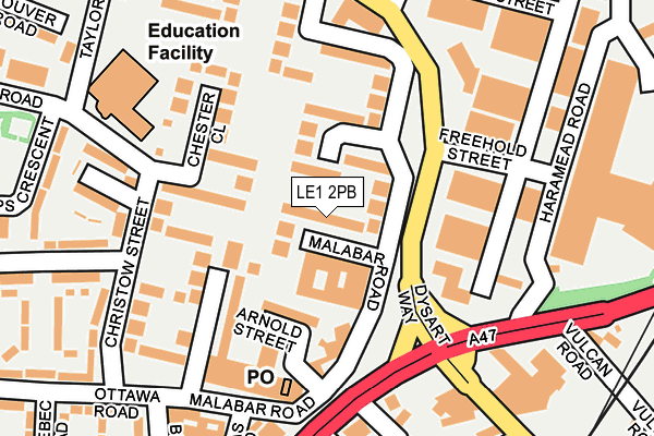 LE1 2PB map - OS OpenMap – Local (Ordnance Survey)