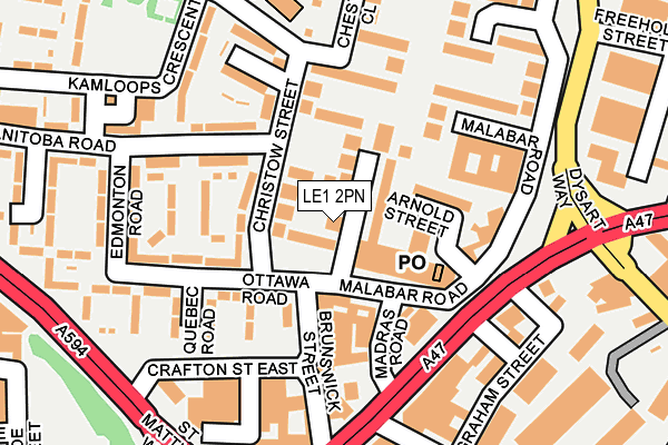 LE1 2PN map - OS OpenMap – Local (Ordnance Survey)