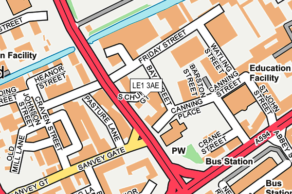 LE1 3AE map - OS OpenMap – Local (Ordnance Survey)