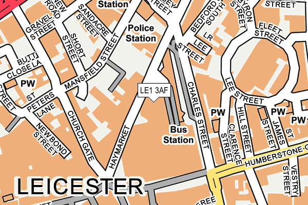 LE1 3AF map - OS OpenMap – Local (Ordnance Survey)