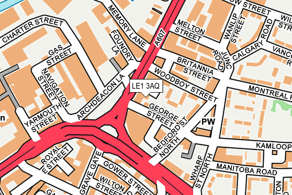 LE1 3AQ map - OS OpenMap – Local (Ordnance Survey)