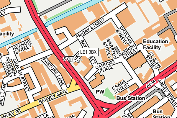 LE1 3BX map - OS OpenMap – Local (Ordnance Survey)