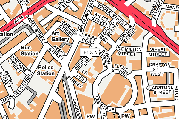 LE1 3JN map - OS OpenMap – Local (Ordnance Survey)