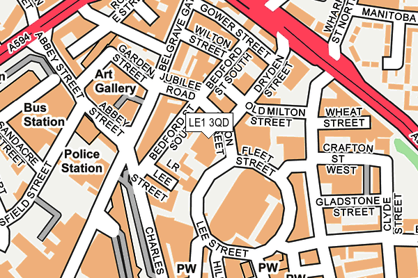 LE1 3QD map - OS OpenMap – Local (Ordnance Survey)
