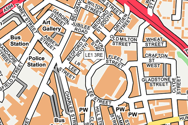 LE1 3RE map - OS OpenMap – Local (Ordnance Survey)