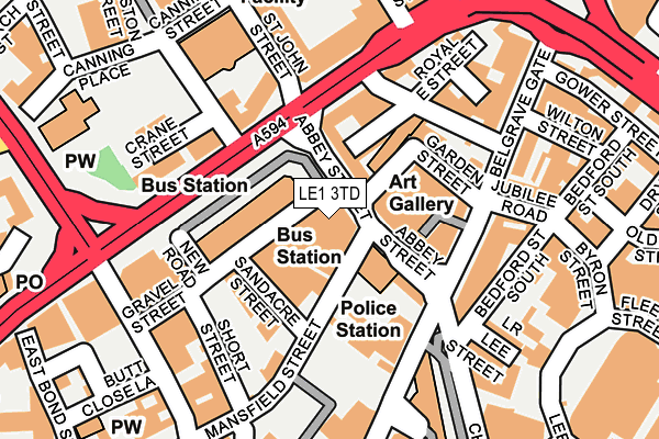 LE1 3TD map - OS OpenMap – Local (Ordnance Survey)