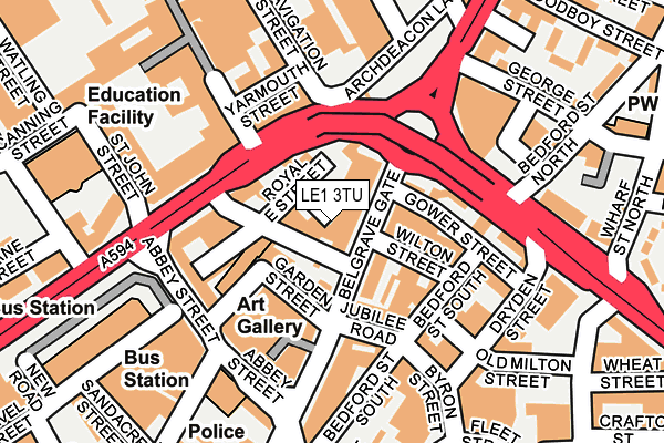 LE1 3TU map - OS OpenMap – Local (Ordnance Survey)