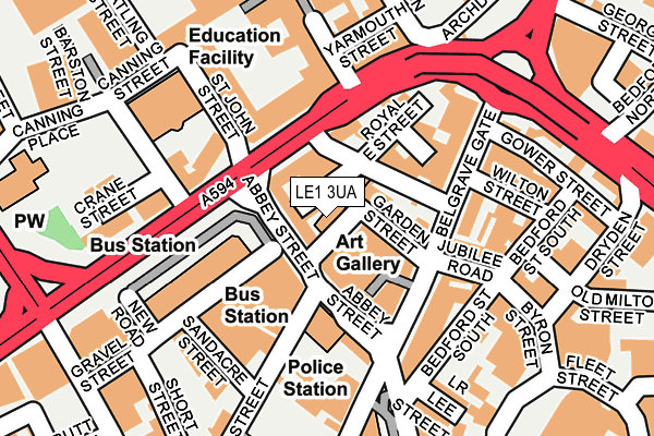 LE1 3UA map - OS OpenMap – Local (Ordnance Survey)