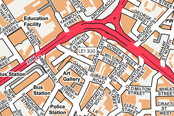 LE1 3UG map - OS OpenMap – Local (Ordnance Survey)