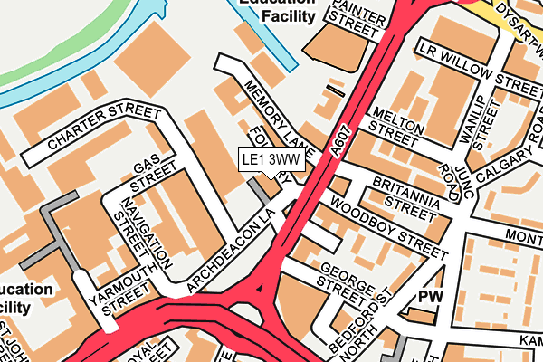 LE1 3WW map - OS OpenMap – Local (Ordnance Survey)