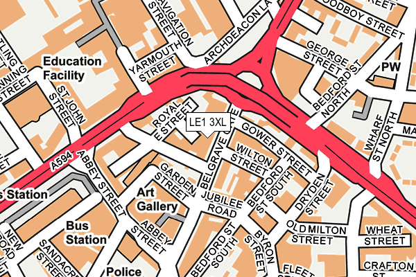 LE1 3XL map - OS OpenMap – Local (Ordnance Survey)