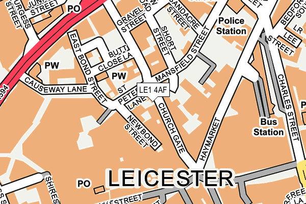 LE1 4AF map - OS OpenMap – Local (Ordnance Survey)