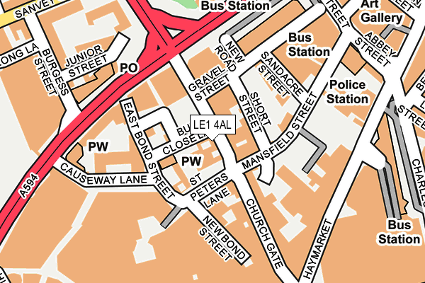 LE1 4AL map - OS OpenMap – Local (Ordnance Survey)