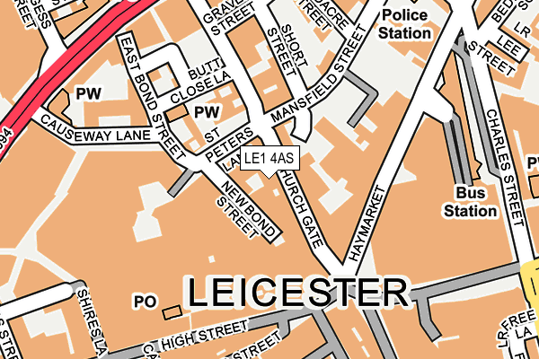 LE1 4AS map - OS OpenMap – Local (Ordnance Survey)