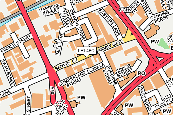 LE1 4BQ map - OS OpenMap – Local (Ordnance Survey)