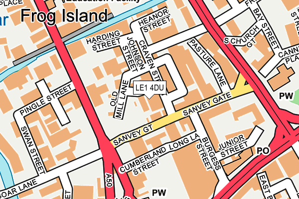 LE1 4DU map - OS OpenMap – Local (Ordnance Survey)