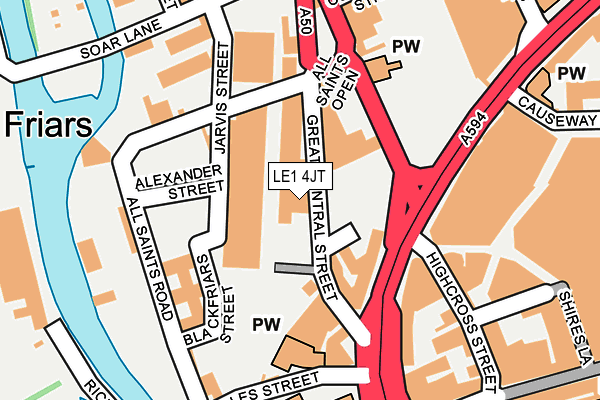 LE1 4JT map - OS OpenMap – Local (Ordnance Survey)