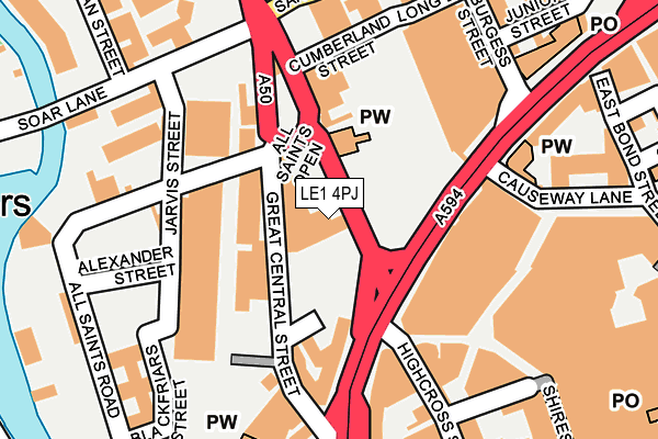 LE1 4PJ map - OS OpenMap – Local (Ordnance Survey)