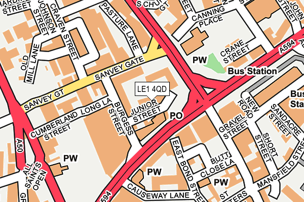 LE1 4QD map - OS OpenMap – Local (Ordnance Survey)