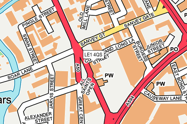 LE1 4QS map - OS OpenMap – Local (Ordnance Survey)