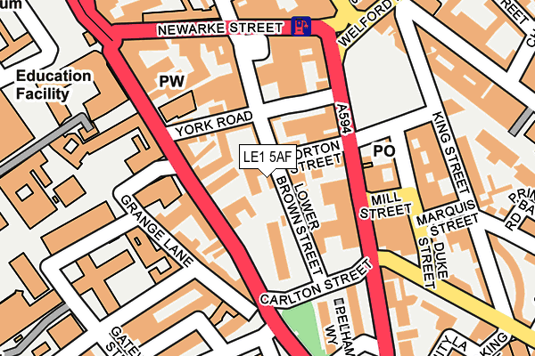 LE1 5AF map - OS OpenMap – Local (Ordnance Survey)