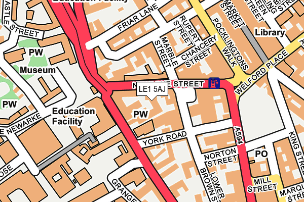 LE1 5AJ map - OS OpenMap – Local (Ordnance Survey)