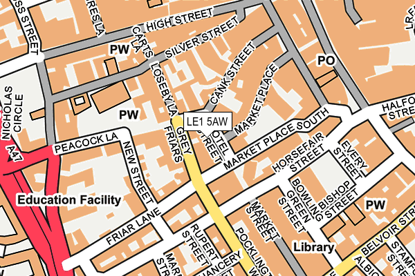 LE1 5AW map - OS OpenMap – Local (Ordnance Survey)