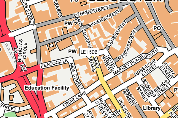 LE1 5DB map - OS OpenMap – Local (Ordnance Survey)