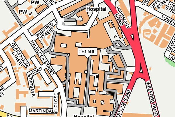 LE1 5DL map - OS OpenMap – Local (Ordnance Survey)
