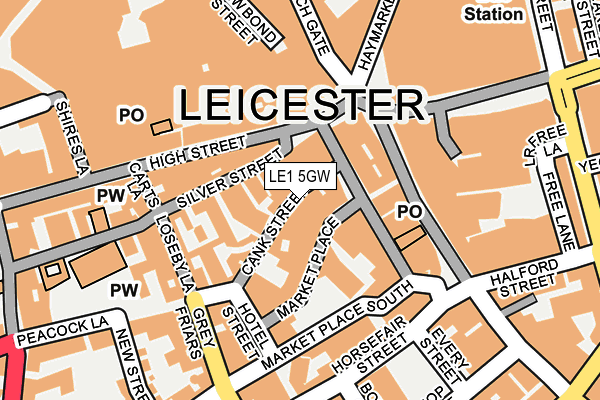 LE1 5GW map - OS OpenMap – Local (Ordnance Survey)