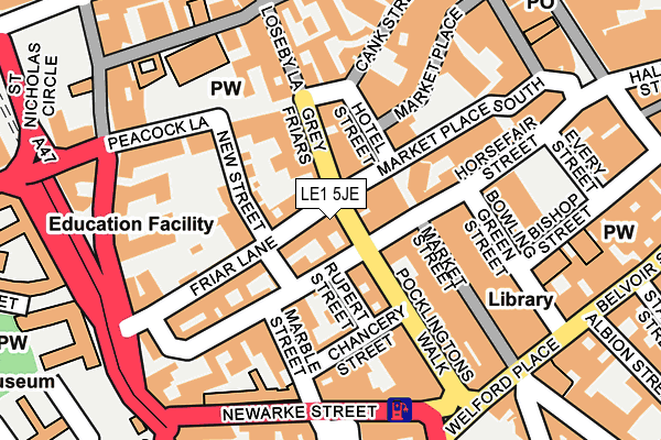 LE1 5JE map - OS OpenMap – Local (Ordnance Survey)