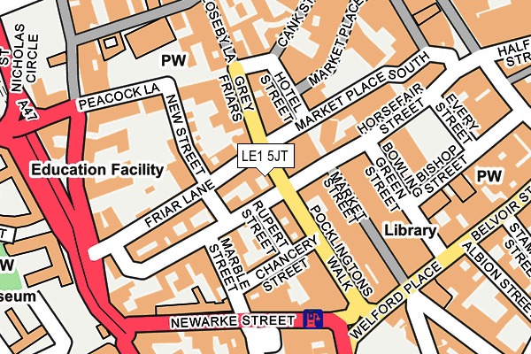 LE1 5JT map - OS OpenMap – Local (Ordnance Survey)
