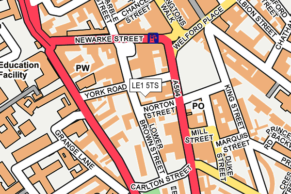 LE1 5TS map - OS OpenMap – Local (Ordnance Survey)