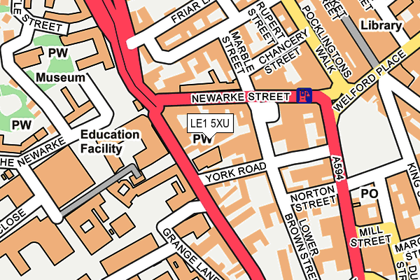 LE1 5XU map - OS OpenMap – Local (Ordnance Survey)